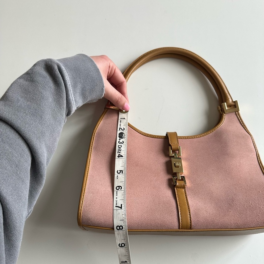 Vintage Y2K Gucci Bardot Jackie Purse Bag Pink Suede Blush Tan - Picture 8 of 15